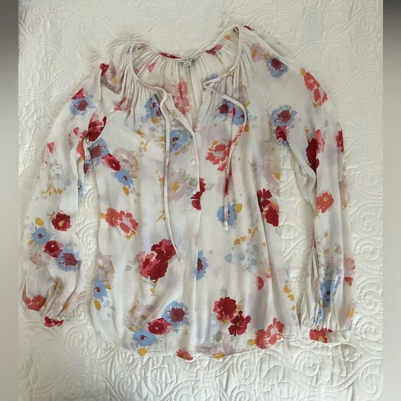 Lucky Brand Floral Lightweight Peasant Blouse Size S - Picture 6 of 9